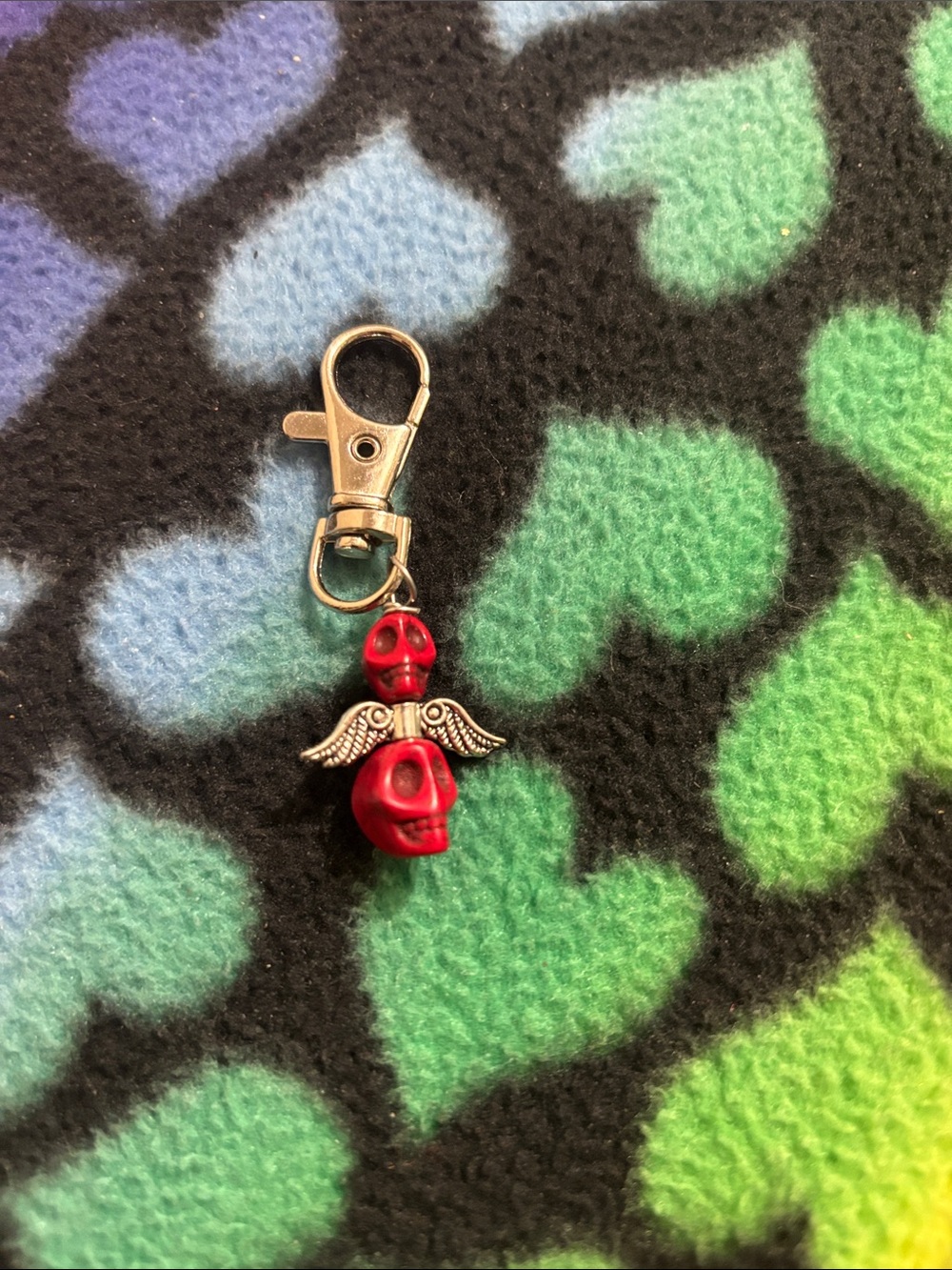 Red Skull Angel Wing Keychain Charm